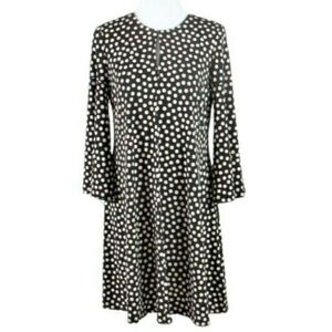 Julian Taylor Dress Fit & Flare Bell Sleeves Polka-Dot Black & Cream Women's  8